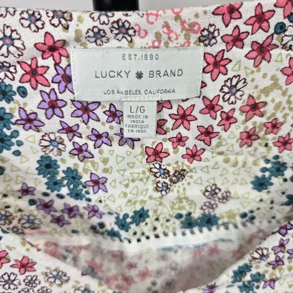 Lucky Brand Floral Print Blouse - Red, Green, White - Picture 5 of 5